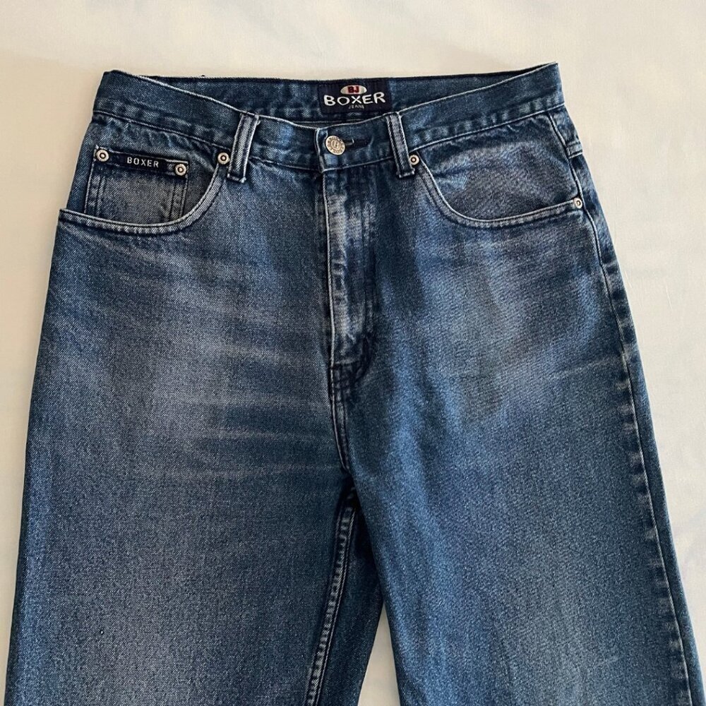 Boxer Vintage Straight Leg Dark Wash Distressed Denim Jeans - Picture 3 of 8